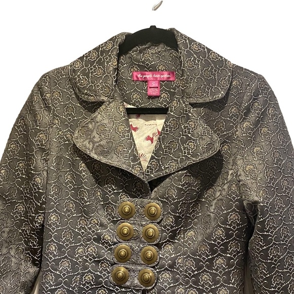 Y2K Vintage THE PEOPLE HAVE SPOKEN Steampunk Brocade Waistcoat Coat 90s Y2K S - Picture 7 of 16